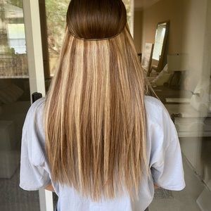 16" HALO EXTENSION IN LIGHT BLONDE AUBURN LOWLIGHT